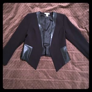 H&M Black Blazer with Faux Leather Details